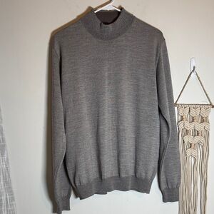 EUC Montechiaro Men's Gray Brown Heather Mock Neck Sweater Large